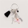 Fuqimanman2020 Comb Scissors Hair Dryer Keychain with Tassel and Black Diamond Charm Hairdresser Hair Stylist Gift Jewelry-Pink