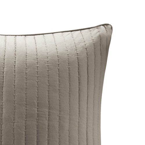 INK+IVY Single 100% Cotton Euro Sham - European Square Decorative Pillow Cover, Hidden Zipper Closure (Cushion NOT Included), Camila, Quilted Taupe 26"x26