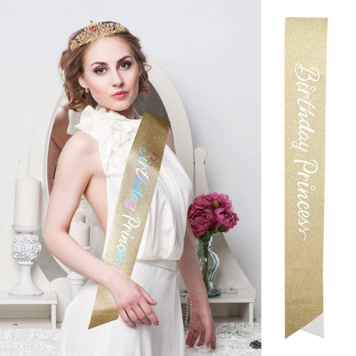 Velscrun Birthday Girl Tiara, Crown for Girls, Princess Crown with Birthday Sash, Birthday Girl Headband, Birthday Crowns Tiara for Women, Happy Birthday Decorations Party Supplies Gifts