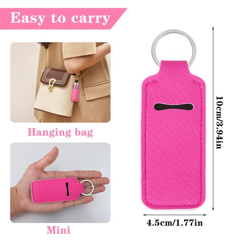 5PCS Chapstick Holder Key Chain Cute Lip Balm Holder Keychain Clip on Chapstick Lipstick and Lip Gloss Keychain Sleeve Holder, Stocking Stuffers for Women(Burgundy Red/Purple/Orange/Yellow/Green)