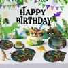 96 Pcs Dinosaur Party Supplies Include Dinosaur Birthday Paper Plates Forks Napkins Tableware Set for Boys Kids Dino Theme Birthday Party Decorations 24 guests