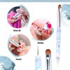 French Manicure Brush -Two Way Nail Art Brush with Dotting Manicure Tool for Manicure Cuticle Clean Up Nail Art Design- Professional Nail Salon Quality Brush, Nail Dotting Pen (12#, Blue)