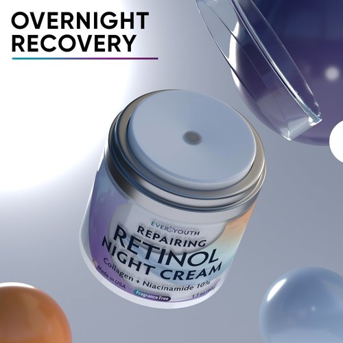 EVERYOUTH Night Cream Face Moisturizer with Retinol, Collagen, Niacinamide 10%, Anti Wrinkle Face Cream, Made in USA, Retinol Cream for Face, Anti Aging Face Cream, Face Moisturizer for Women, 1.7oz