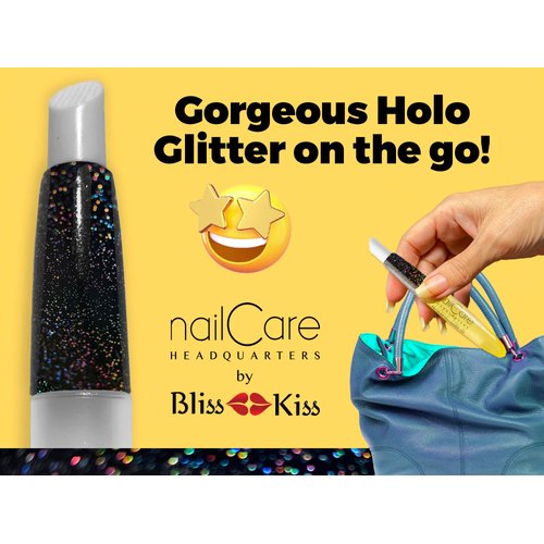 Refillable Holographic Cuticle Oil Pen for Nails - Empty Holo Squeeze Nail Oil Pen with brush from Nail Care Headquarters by Bliss Kiss | 1 Pen