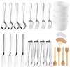 Charcuterie Boards Accessories 64Pcs Cheese Butter Spreader Knives Set Charcuterie Utensils Mini Serving Spoons and Forks Small Serving Tongs Sauce Cups Honey Dippers Toothpick Flags for Pastry Making