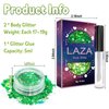 Laza Body Glitter, 2 Jars Iridescent Chunky Sequins with Glitter Glue Perfect for Women Eyeshadow Makeup Face Paint Festival Rave Outfits Hair Accessories Carnival Party Costumes - Gold Blue Green