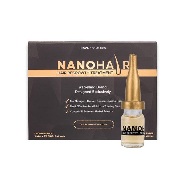 NanoHair by Bubbly Multi Effect Hair Strengthening Serum, Root Activator Hair Treatment Oil Serum To Make Your Hair Look Stronger, Longer and Healthier, 0.17 Fl Oz/5 mL x 10 pcs