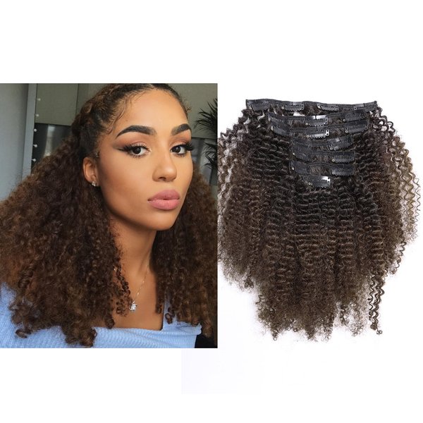 Lacer Hair Curly Clip in Real Remy Human Hair Extensions Afro Kinky Curly Clip ins 4B 4C Natural Black Hair Extensions with 17 Clips 120G Full Head,10 inch,T#1B/4 AC