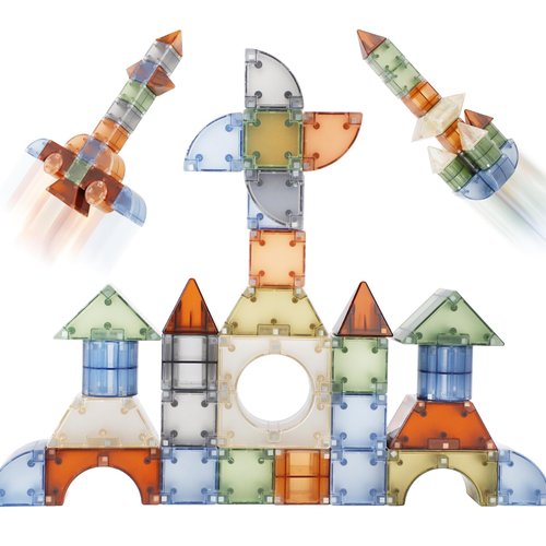 67 PCS Magnetic Blocks for Kids, 3D Magnetic Geometric Building Block Set for Toddlers, STEM Educational Preschool Sensory Montessori Construction Toys for Boys Girls Age 3 4 5 6 7 8