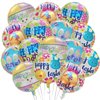 15Pcs Happy Easter Balloons Decorations Round Happy Easter Foil Mylar Balloons Easter Bunny Egg for Spring Birthday Baby Shower Easter Party Decorations Supplies