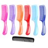 LUXXII - (6 Pack) 8" Colorful Styling Essentials Round Handle Comb and (1 Pack) 5" Favorict Pocket Comb (A)