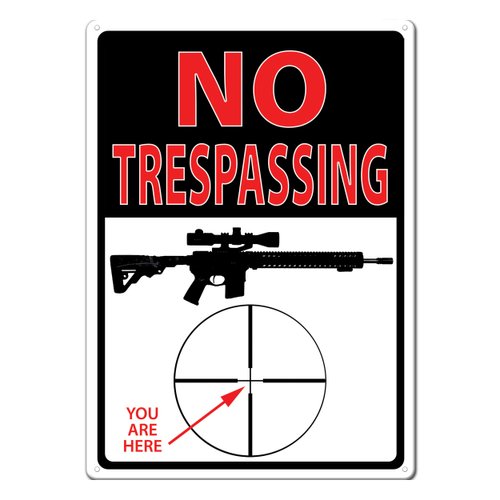 Rivers Edge Products Retro Metal Tin Sign, 17" x 12" Weatherproof Metal Wall Art for Indoor or Outdoor Decor, Vintage Man Cave, Bar, Cabin, Garage, or Home Decor, No Trespassing - You Are Here