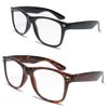 V.W.E. 2 Pairs Deluxe Reading Glasses - Comfortable Stylish Simple Readers Magnification (1 tortoise 1 black, 2.25 x)