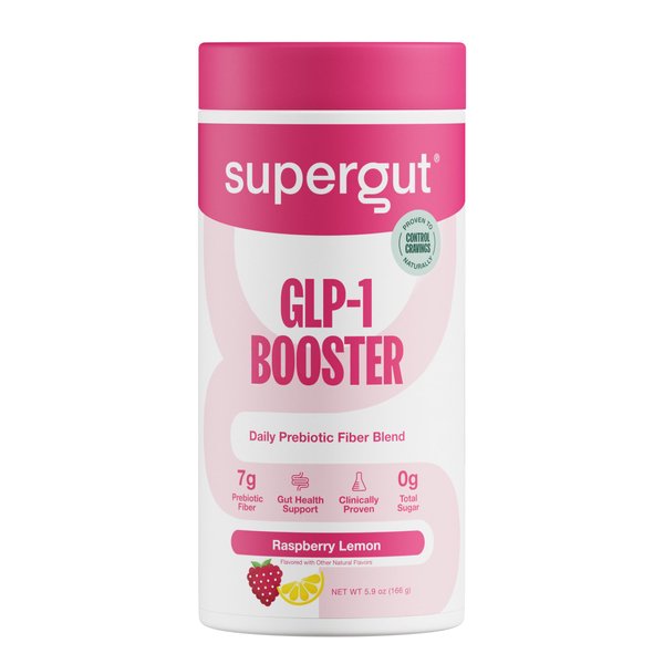 Supergut Gut Healthy Flavored GLP-1 Booster, Raspberry Lemon - High Fiber GLP-1 Supplement Powder for Women & Men - Sugar-Free Drink Mix for Gut Health & Digestive Support (18 Servings)