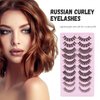 PearlGirl False Eyelashes, Russian Curly Natural Wispy Cat Eye Lashes 10 Pairs Lightweight Reusable Ideal for Eyelash Extension and Pestañas Postizas(Styles02)