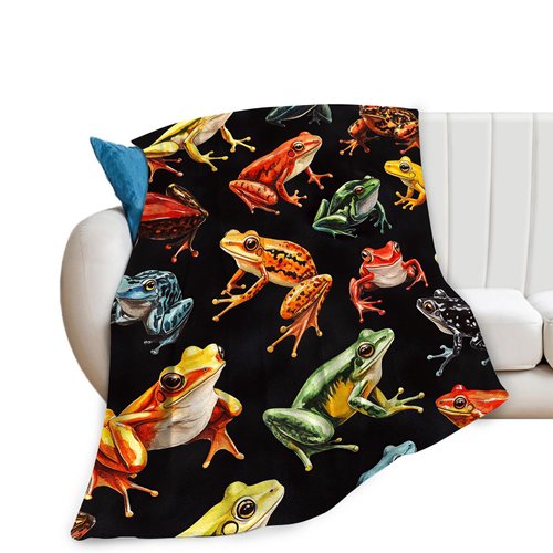 Frog Blanket Gifts for Girls Boys Soft Warm Plush Frog Animal Throw Blanket Flannel Fleece Fuzzy Colorful Frog Blanket for Kids Lover Bed Couch Living Room Decor 50"X40"