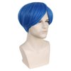 IEBIYO Mens Blue Wig Joy Short Blue Cosplay Wig Boys Blue Anime Wig Heat Resistant Halloween Party Costume Wig (Blue)