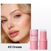 Cream Blush Stick, Natural Glow Finish Looking, Hydrating Lightweight Shiny Blush Cream, Long Wearing Blendable Blush for Cheeks & Lips (#2 Cream, 1 PC)