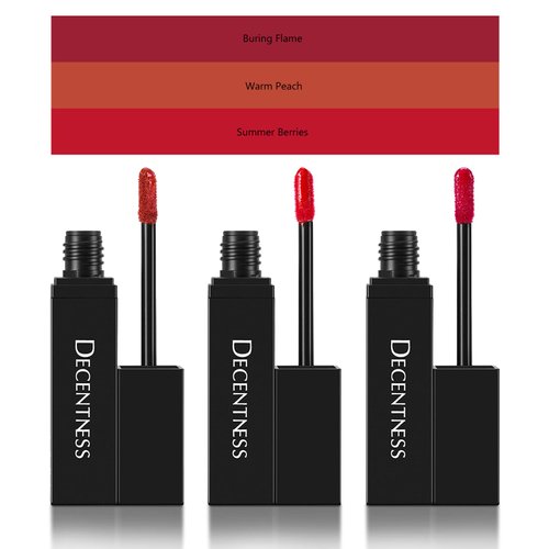DECENTNESS Lip Gloss Set,Hydrating Moisturizing Dry Lips,Tinting For Lips,Hight Shine For Fuller Looking Lip Makeup,Pack of 3(Warm Peach/Summer Berries/Buring Flame)
