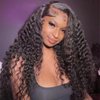 180% Density 13x6 Lace Front Wigs Human Hair Deep Wave Lace Frontal Wigs for Black Women Glueless HD Pre Plucked Loose Deep Curly Lace Front Wig Natural Hairline 20 Inch