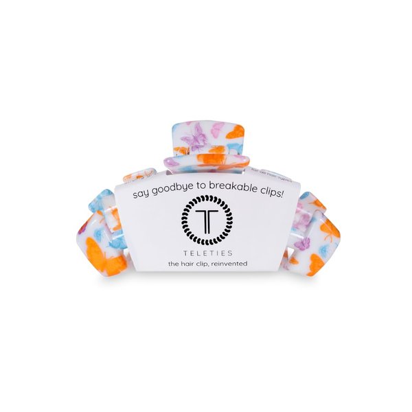 TELETIES - Medium Hair Clip - Spring Collection - Hair Claw Clips for Women - Strong Grip, Bendable Teeth, Curved Design - For All Hair Types and Textures - Fly Away