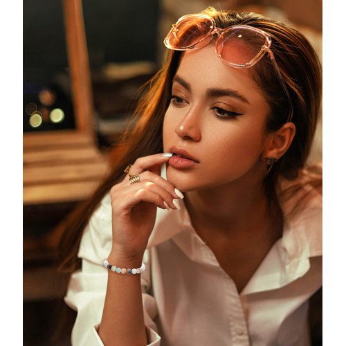 BOMAIL 12Pcs Natural Semi-Precious Gemstones Bracelets -8mm Round Beaded Bracelets for Men Women Reiki Healing Crystals Beads Stretch Bracelet