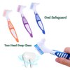 FRUTA 3 Pcs Denture Cleaning Brushes False Teeth Cleaning Brush Denture Double Sided Brush Multi-Layered Bristles Brush Portable Brush for False Teeth, 3 Colors