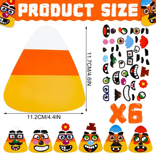 Spiareal 30 Sets Candy Corn Halloween Craft Kit for Kids DIY Cutouts Magnet Stickers for Boys Girls Candy Corn Ornaments Art for Halloween Activity Party Supplies