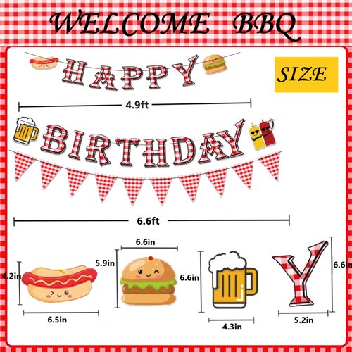 BBQ Picnic Themed Birthday Party Decorations,Barbecue Picnic Birthday Banner Hanging Swirls for Birthday Party Decor Supplies
