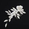 Rumtock White Flower with Silver Leaf Pearl Hair Comb for Women Wedding Bridal Handmade Small Side Headpiece