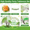 100Pcs Family Reunion Party Decorations Family Tree Reunion Plates Napkins Green Tree Welcome to Our Family Reunion Tableware Set Spring Family Reunion Party Supplies for Family Gathering 25 Guests