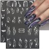 6 Sheets Metallic Silver Lines Nail Stickers,3D Wave Lines Nail Art Stickers Irregular French Line Marble Nail Decals Metal Strip Silver Nail Sticker Adhesive Stickers for Nails DIY Nail Supplies