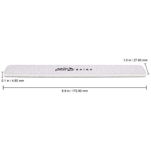 PANA Jumbo Double-Sided Emery Nail File for Manicure, Pedicure, Natural, and Acrylic Nails - Zebra (Grit 80/80) - 50 Piece Pack