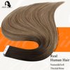 Full Shine Hair Extension Tape in 16 Inch Invisible Tape in Hair Extensions Color 2 Fading To 6 And 18 Ash Blonde 50 Grams 20 Pcs Per Set Tape in Remy Human Hair Extensions