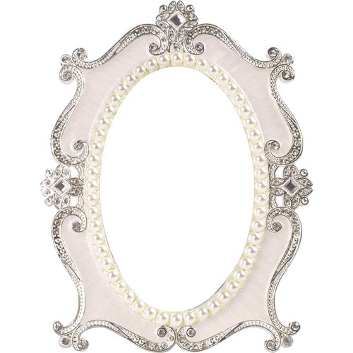 Nerien Vintage Vanity Tabletop Mirror, Metal Oval Decorative Makeup Mirror with Stand, Antique Table Cosmetic Mirror, Coquette Countertop Desk Dresser Mirror for Home Bedroom Bathroom (White, S)