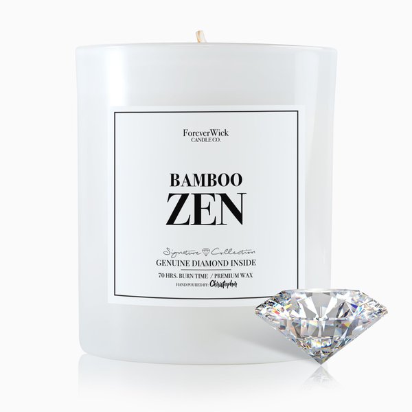 Foreverwick Bamboo Zen Candle | Diamond Candle Gift | Relaxing Candle Scent | Aromatherapy Candle for Bath, Destress & Clearance | Strong Scented Candles for Decor | 14 oz & 70 Hours Burning Time