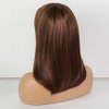 HAIRCUBE Long Brown Bob Wigs Auburn Highlight Wigs Medium Length Wigs for Women Human Hair Wigs Blend Healthy Synthetic 16 Inch Wigs with Bangs