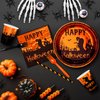 Halloween Party Plates and Napkins Foil Party Disposable Plates Set Halloween 9" Paper Plates,Paper Cups,Luncheon Napkins,Forks,Straws,Balloons,Haunted House Dinner Plates for Halloween,Serves 24