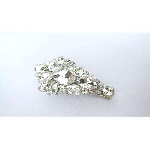 Generic Chuncky clear crystal silver metal hair pin alligator clip
