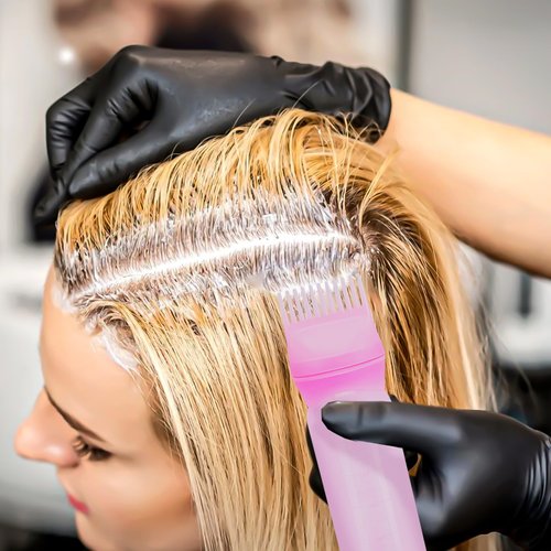 6 Ounce Root Comb Applicator Bottle, 2 Pack Hair Oiling Applicator Bottle with Graduated Scale Hair Dye Brush Oil Bottles for Hair Styling Profssional Hairdressing Coloring Styling Tool(Whie & Purple)