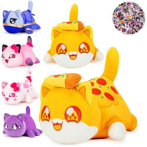 TUAOMRWJ 61-PCS-Pizza NOI Cat Plush +60-Stickers-Plush,Cat Plush Toys Blind Box Cat Plush Series-100% Polyester Embroidery Plush Pillow-Cute Popular Cat Plush Collectibles(Pizza NOI Cat Plush)