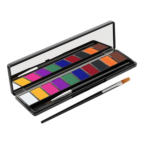 Water Based Face Body Paint Palette -Cream Face Painting for Sports Softball Football Baseball - Facepaint for Halloween SFX Clown Sports Festival / Stage (02, 10colors)