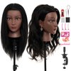 20-22 Inch 100% Mannequin Head Human Hair,Real Human Hair Mannequin Head for Braiding,Cosmetology Manikin Doll Head for Styling with Table Clamp Hair Braiding Set(Brown)