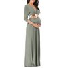 KIM S Maternity Dress Maternity Dress for Photoshoot Maternity Photoshoot Dress Baby Shower Dress Maternity Maxi Dress Boho Maternity Dress Fall Maternity Dress (Grey Green L)