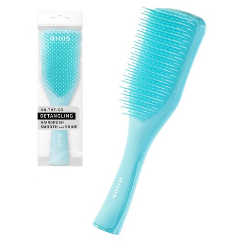RHOS Hair Brush for Women,Men and Kids-Detangler Brush for Curly,Thick,Short,Thin Hair,Wet Dry Detangling Hair Brush for Smoothing,Anti Breakage-Hair Brush without Ball Tips(Blue)