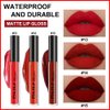 AMY'S DIARY 3Pcs Bright Red Matte Liquid Lipstick Sets, Lip Stain Long Lasting 24 Waterproof Lip Gloss Gift Set Matt Makeup for Women Lippies (05)