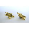 Small distressed vintage look gold and blue star hair clip barrette (set of two)