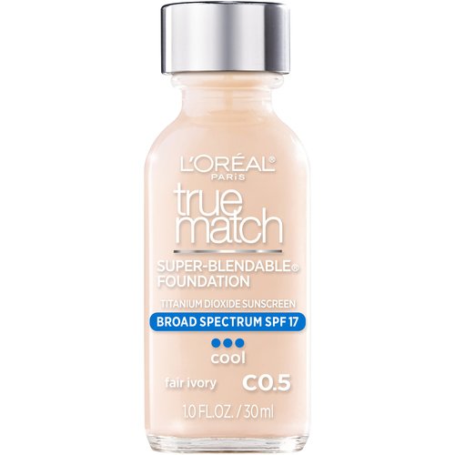 L'Oreal Paris Makeup True Match Super-Blendable Liquid Foundation, Fair Ivory C0.5, 1 Fl Oz, 1 Count