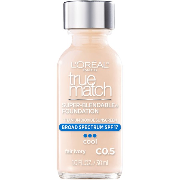 L'Oreal Paris Makeup True Match Super-Blendable Liquid Foundation, Fair Ivory C0.5, 1 Fl Oz, 1 Count