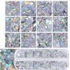 AddFavor 4 Boxes Holographic Nail Sequins Shapes Mixed Iridescent Nail Glitter Flakes Butterfly Hearts Star DIY Design Manicure Decorations Sets for Nail Art/Craft/Makeup